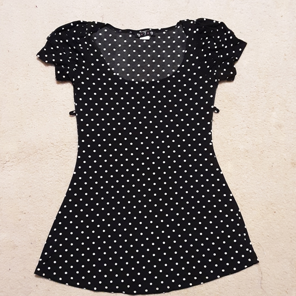 Black and white polka-dot vintage blouse. Sale